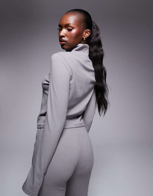 Weekend Collective zip through micro fleece co-ord in grey - Image 2