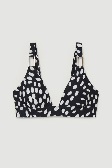 Polka Dot Print Plunge Bikini Top - Image 2