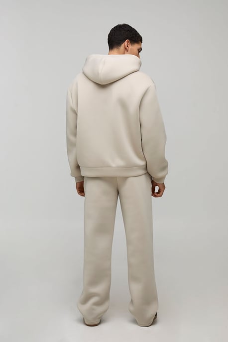 Oversized Boxy Bonded Scuba Zip Through Hooded Tracksuit - Image 2