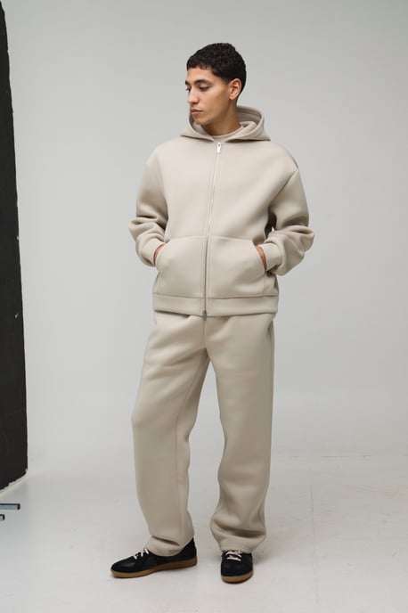 Oversized Boxy Bonded Scuba Zip Through Hooded Tracksuit - Image 4