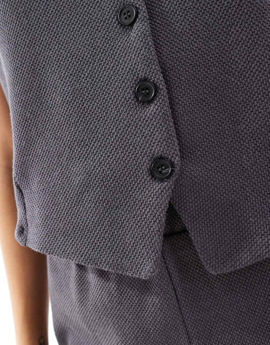 Pieces structured jersey waistcoat co-ord in magnet grey - Image 3
