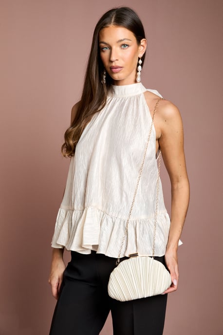 Coral Ruched Satin Shell Shaped Clutch Bag - Image 1