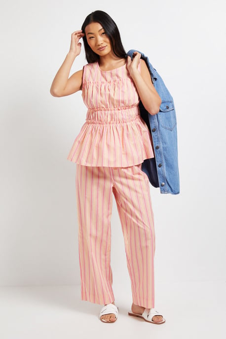 Petite Frill Detail Peplum Printed Shell Top - Image 2