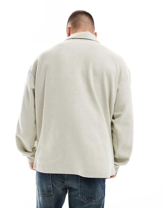 Cotton On textured rugby polo top in ivory - Image 2