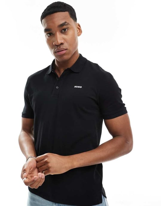 HUGO RED Donos polo shirt in black - Image 4