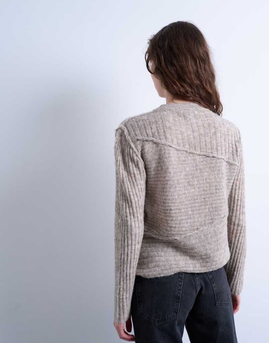 Topshop knitted co-ord asymmetric top in oat - Image 4