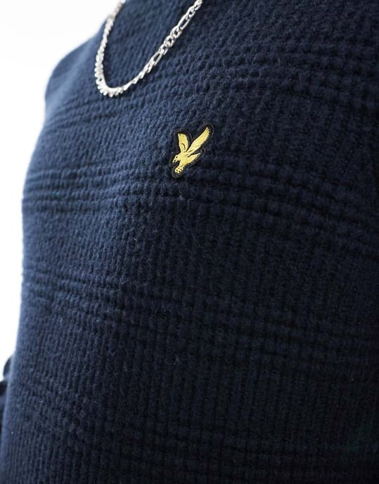 Lyle & Scott waffle knit jumper in navy - Image 3