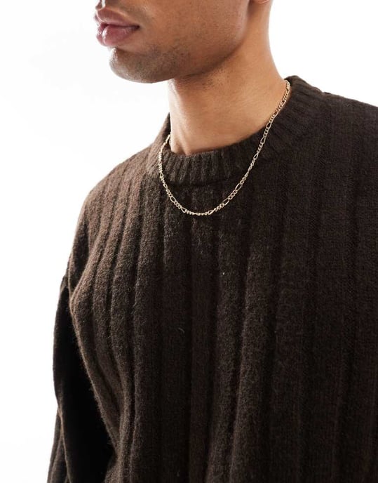 Jack & Jones oversized wide rib jumper in brown - Image 3