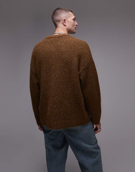 Topman relaxed fit jumper in brown - Image 3