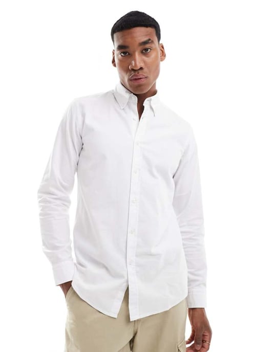 BOSS Orange rickert oxford long sleeve shirt in white - Image 1