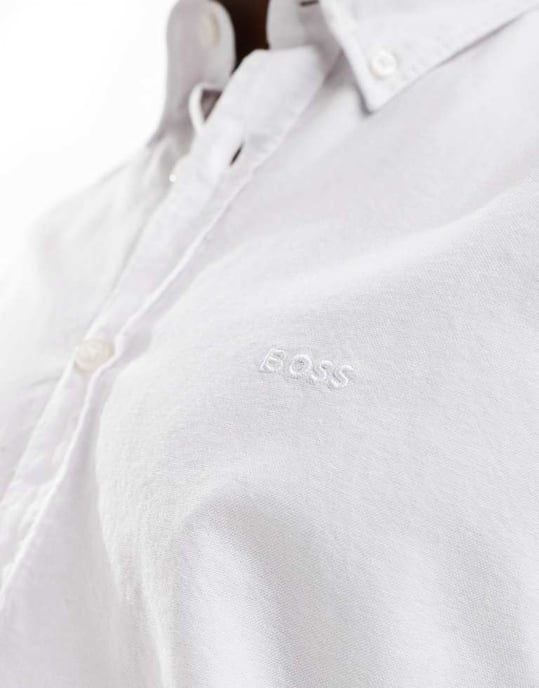 BOSS Orange rickert oxford long sleeve shirt in white - Image 3