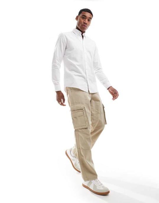 BOSS Orange rickert oxford long sleeve shirt in white - Image 4