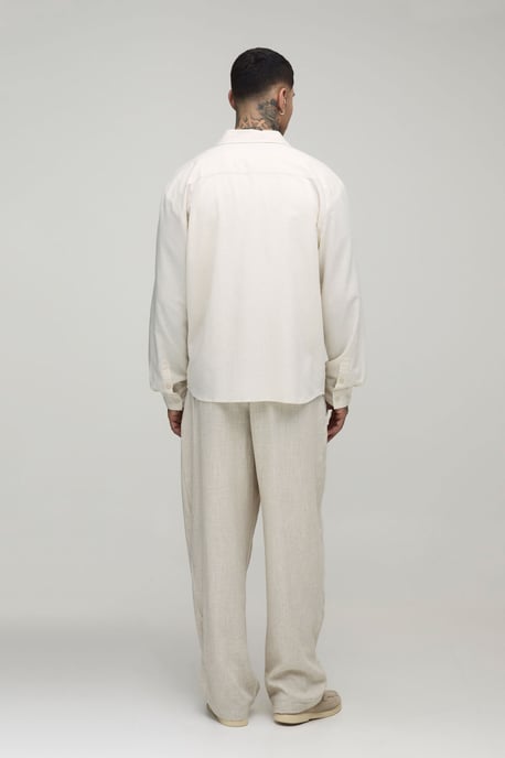 Tall Oversized Long Sleeve Linen Blend Shirt - Image 2