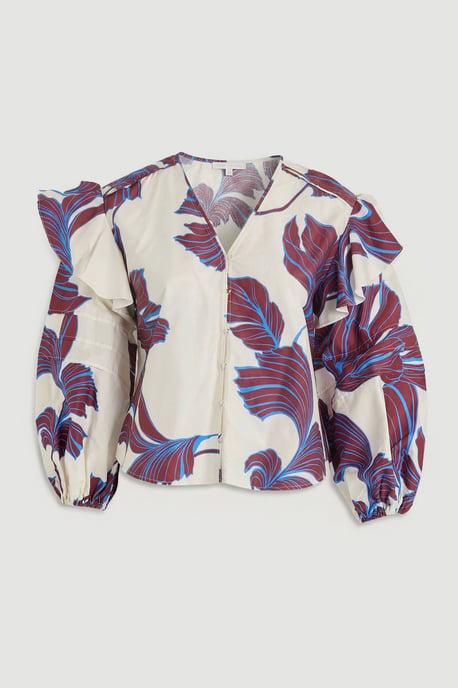Plus Size Graphic Floral Cotton Sateen Woven Shirt - Image 2