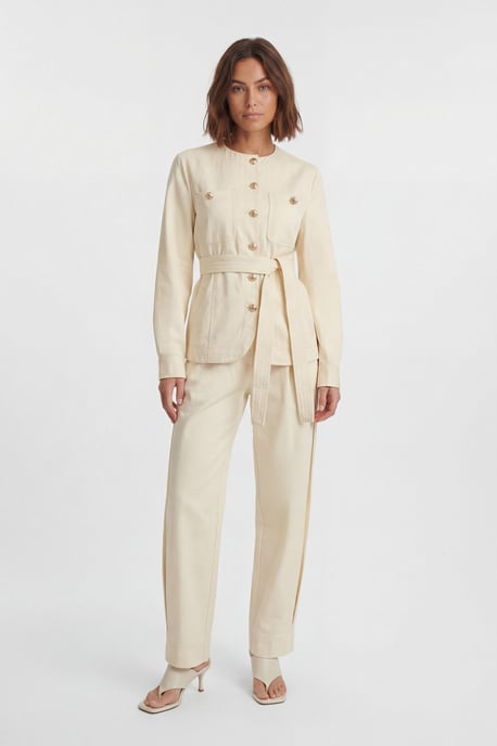 Cotton Utility Button Detail Tie Waist Shirt - Image 1