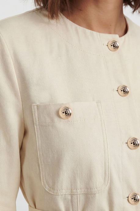 Cotton Utility Button Detail Tie Waist Shirt - Image 2