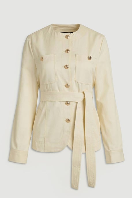 Cotton Utility Button Detail Tie Waist Shirt - Image 4