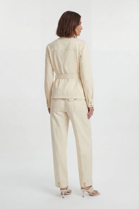 Cotton Utility Button Detail Tie Waist Shirt - Image 5