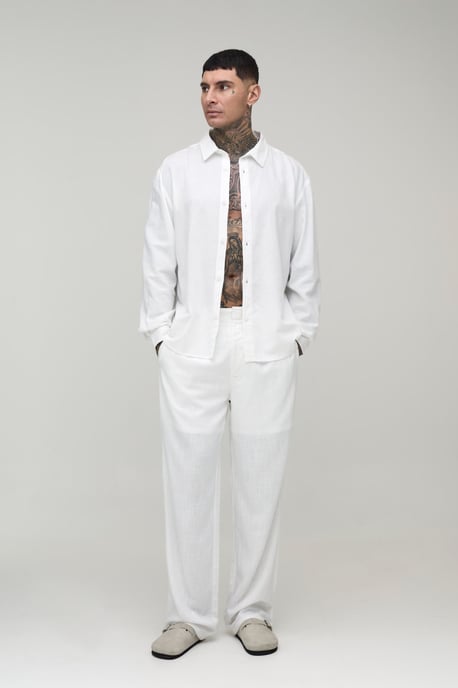Tall Oversized Long Sleeve Linen Blend Shirt - Image 4