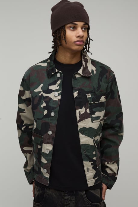 Regular Fit Washed Camo Overshirt - Image 1