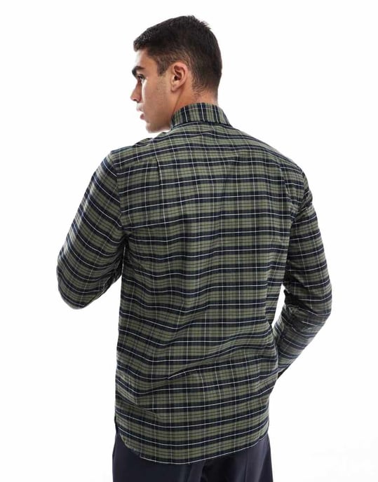 Fred Perry long sleeve oxford tartan check shirt in green - Image 2