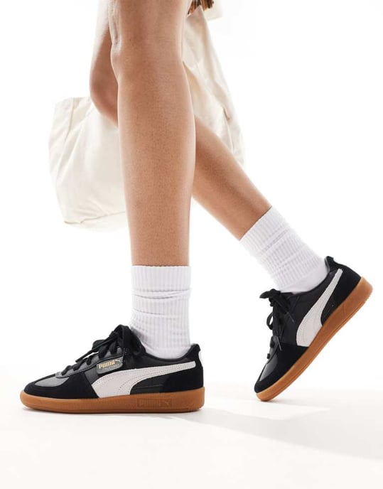 Puma Palermo leather trainers in black - Image 3