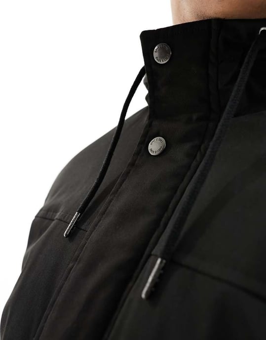ONLY & SONS parka with borg lined hood in black - Image 2