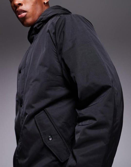 ASOS DESIGN wadded borg lined parka in black - Image 2