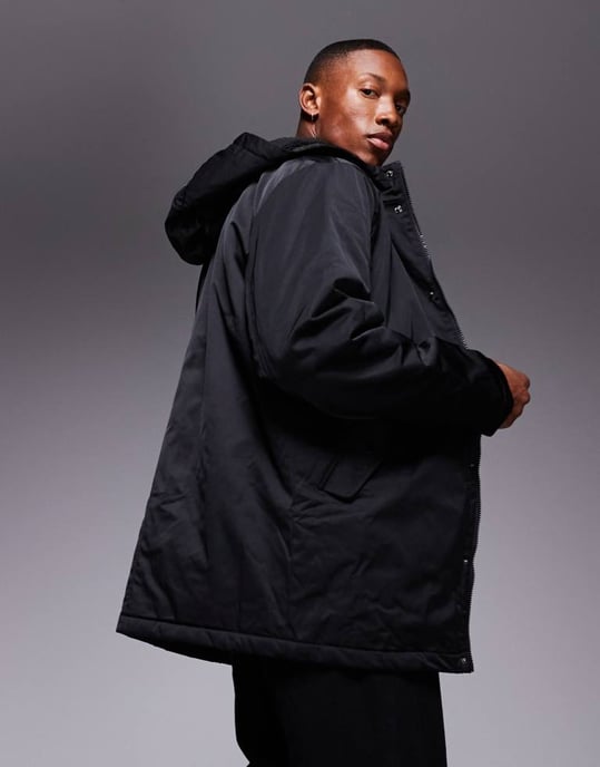 ASOS DESIGN wadded borg lined parka in black - Image 3