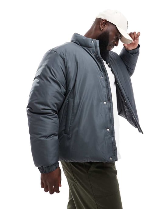 ASOS DESIGN puffer jacket in grey - Image 2