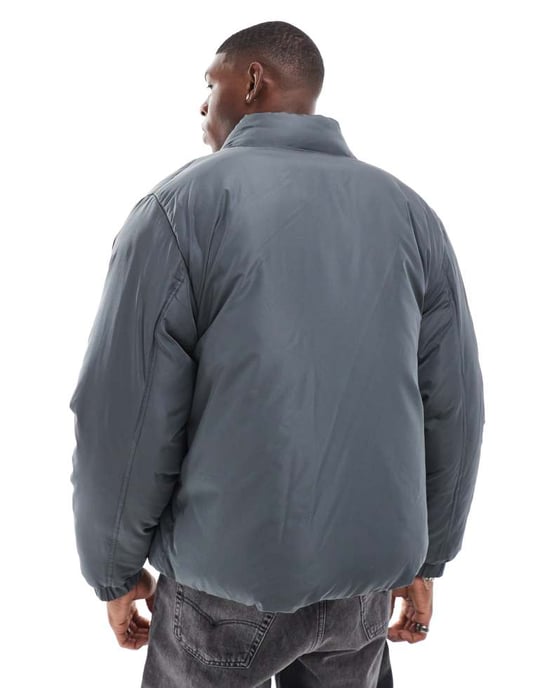 ASOS DESIGN puffer jacket in grey - Image 4