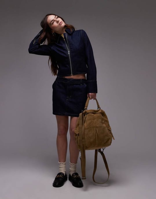 Topshop denim micro pelmet skirt in rinse indigo - Image 1