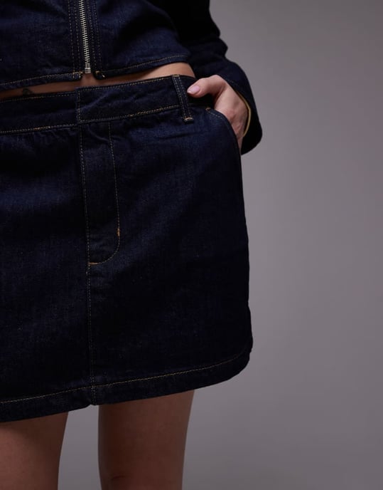 Topshop denim micro pelmet skirt in rinse indigo - Image 4