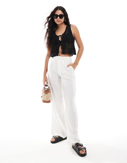 ONLY tie front crochet vest in black - Image 2