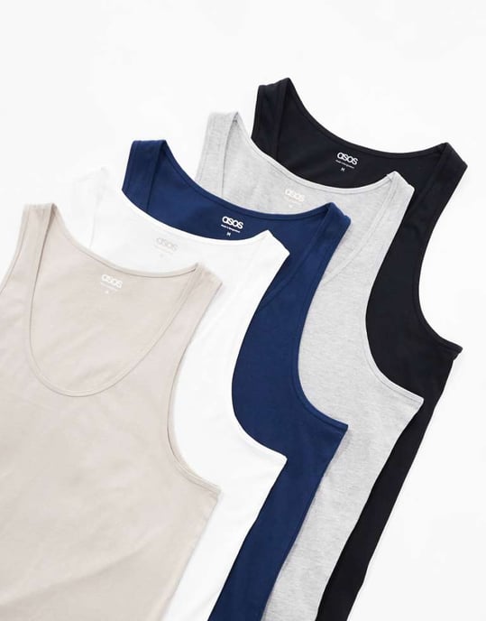 ASOS DESIGN essentials 5 pack vests in multiple colours - Image 1