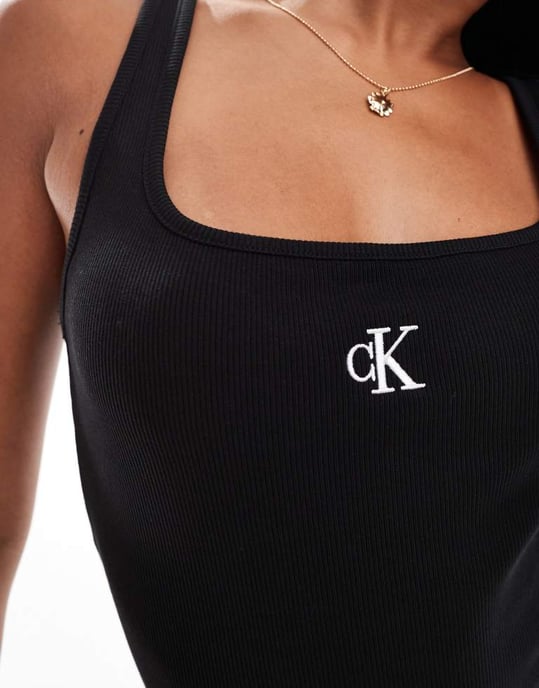 Calvin Klein Jeans rib tank top in black - Image 3