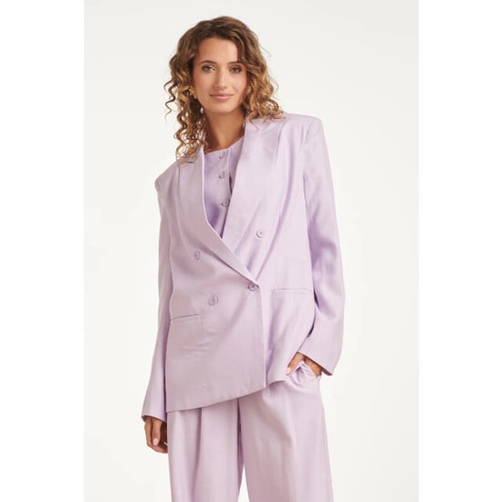 Smashed Lemon Linnen-look blazer met dubbele knoopsluiting | - Image 2