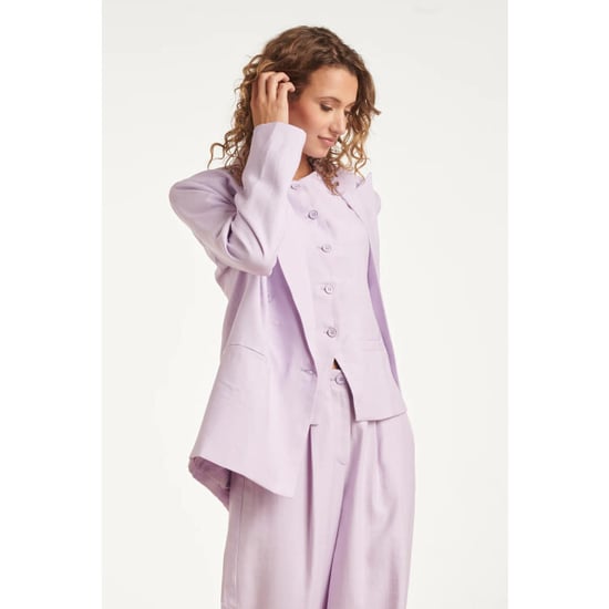 Smashed Lemon Linnen-look blazer met dubbele knoopsluiting | - Image 3