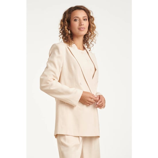 Smashed Lemon Linnen-look blazer met dubbele knoopsluiting | - Image 4