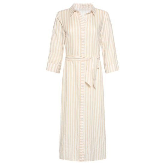 Smashed Lemon Gestreepte maxi-jurk met tailleceintuur | - Image 5