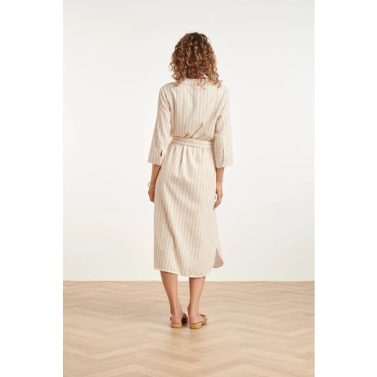 Smashed Lemon Gestreepte maxi-jurk met tailleceintuur | - Image 6