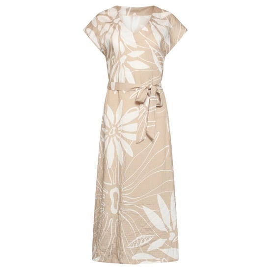 Smashed Lemon Midi-jurk met bloemprint en korte mouwen beige/wit | - Image 3
