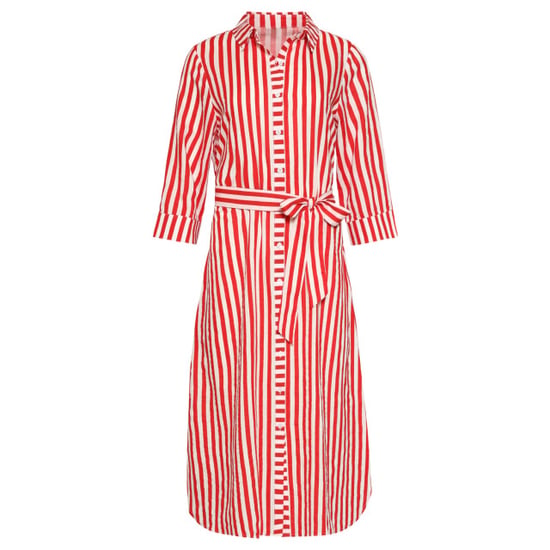 Smashed Lemon Gestreepte maxi-jurk met tailleceintuur | - Image 5