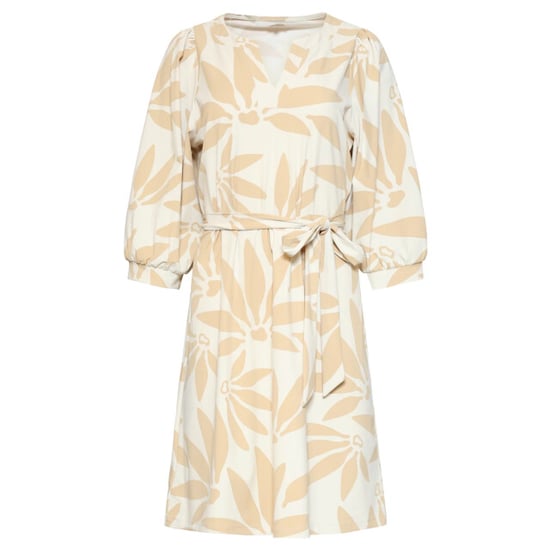 Smashed Lemon Jurk met beige bloemenprint in travelstof | - Image 5
