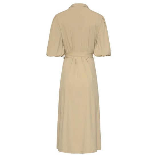 Smashed Lemon Midi doorknoopjurk in luxe travelstof met stretch | - Image 3
