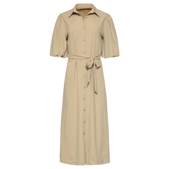 Smashed Lemon Midi doorknoopjurk in luxe travelstof met stretch | - Image 6