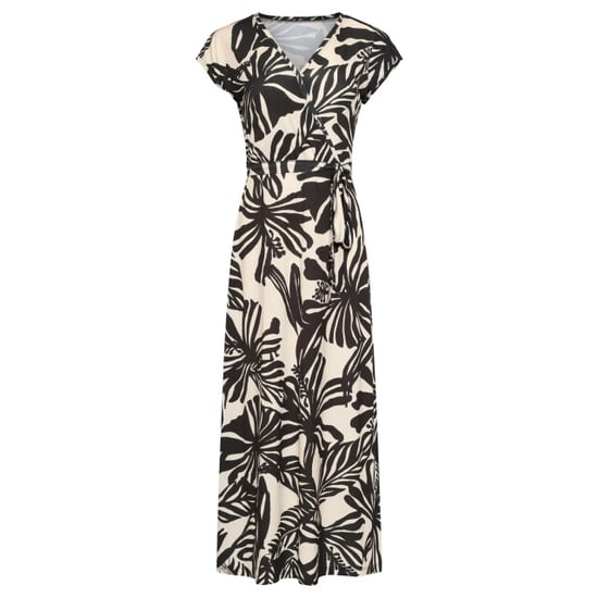 Smashed Lemon Wikkeleffect maxi-jurk met bladprint in zwart en ecru | - Image 4