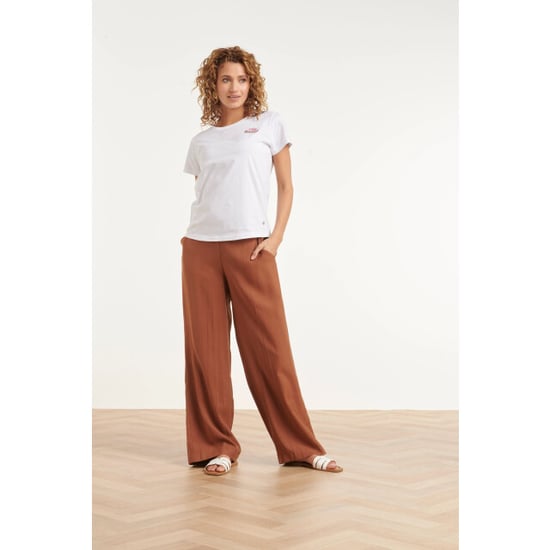 Smashed Lemon Stijlvolle wide-leg broek met gladde tailleband | - Image 1