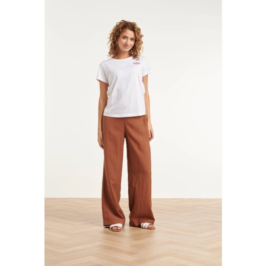 Smashed Lemon Stijlvolle wide-leg broek met gladde tailleband | - Image 5