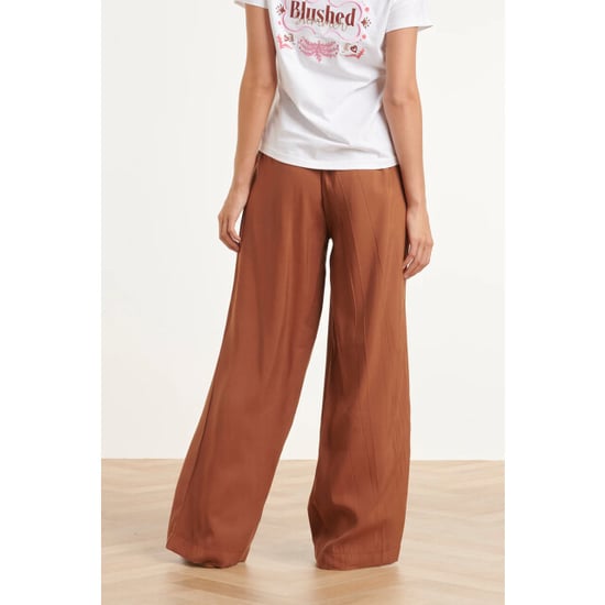 Smashed Lemon Stijlvolle wide-leg broek met gladde tailleband | - Image 6